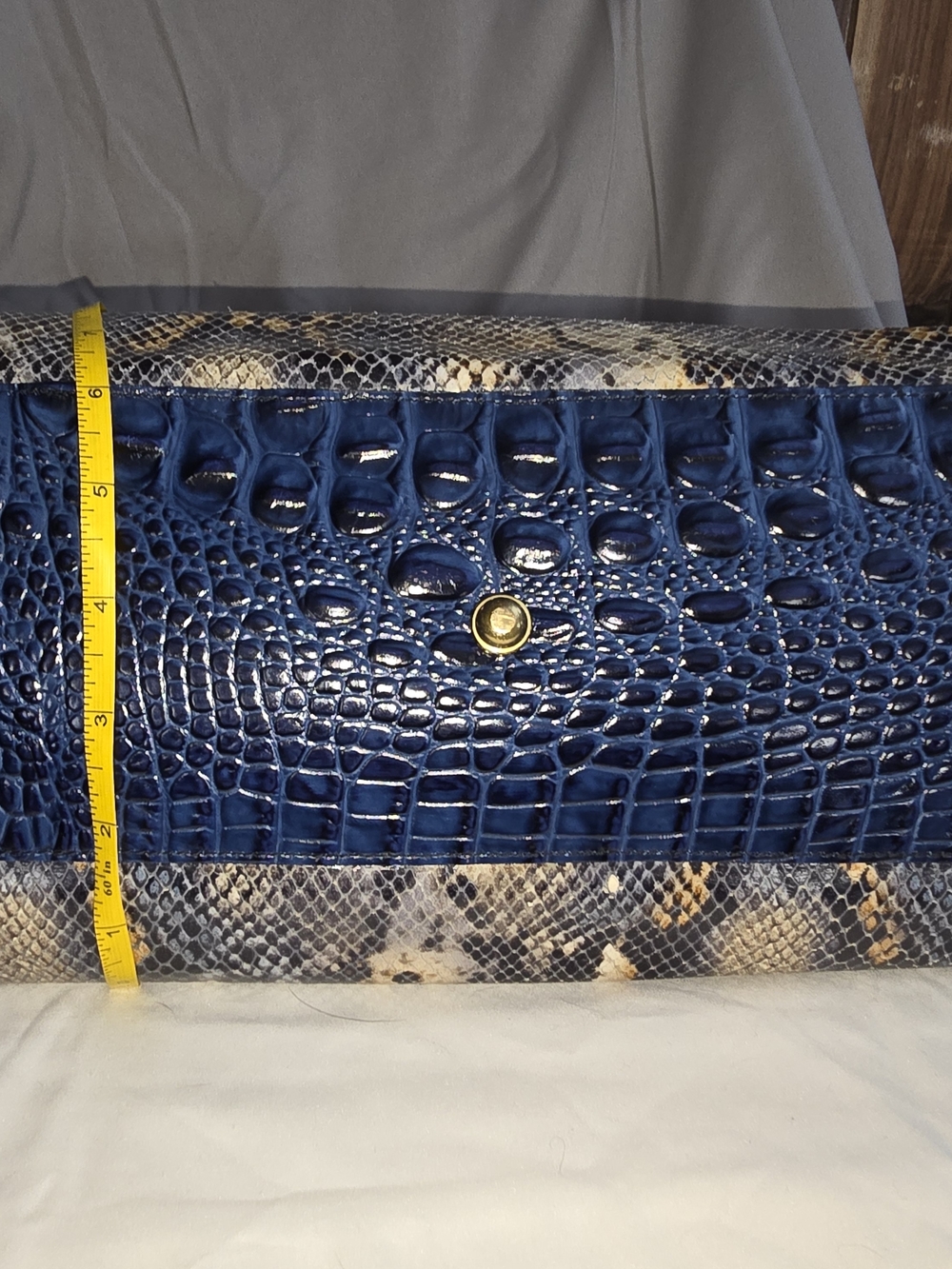Brahmin Navy Snake-Embossed Leather Satchel - Picture 8 of 9